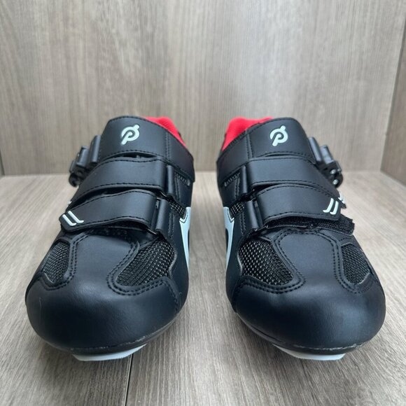 Peloton Cycling Shoes Mens Sz 6.5 Low Top Adjustable Hook & Loop Strap Black Red main image 4